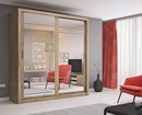 Luscanny Pine Wooden Sliding 2 Mirrored Door Wardrope 203cm in 3 colours
