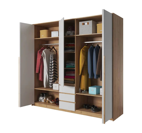 Luscanny Xellavi Polished Hinged Door Wardrope Multi Compartment Storage Cabinet 225cm