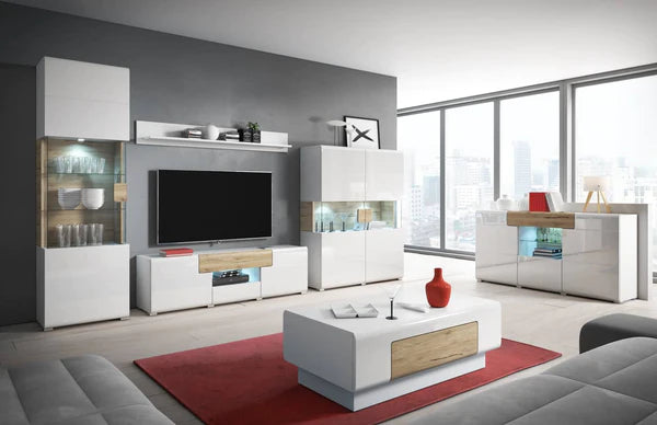 Luscanny Tolorzzo Polished High Gloss Display Cabinet Storage in 3 Colours 204cm