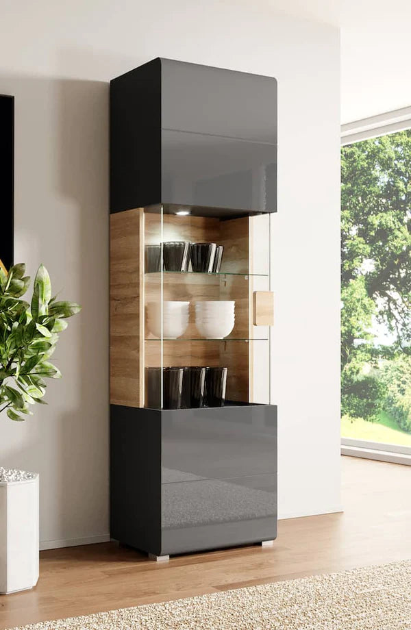 Luscanny Tolorzzo Polished High Gloss Display Cabinet Storage in 3 Colours 204cm