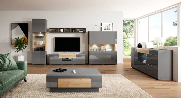 Luscanny Tolorzzo Polished High Gloss Display Cabinet Storage in 3 Colours 204cm