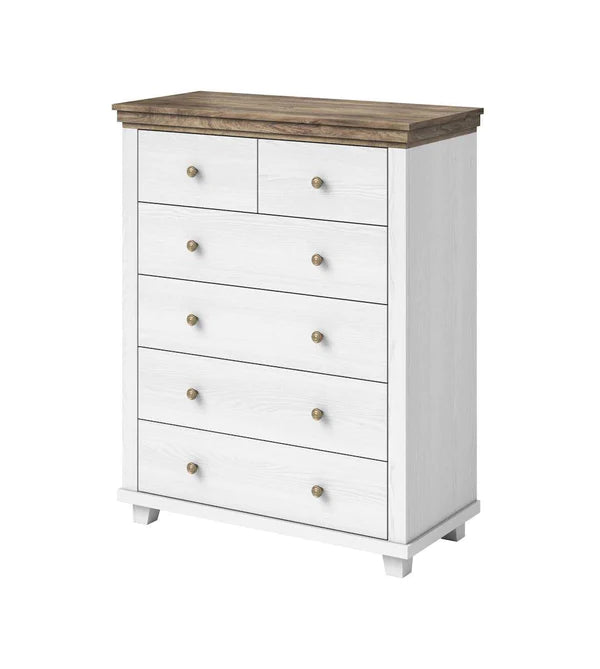 Luscanny Chest of 6 Grey Smooth Wooden Drawer