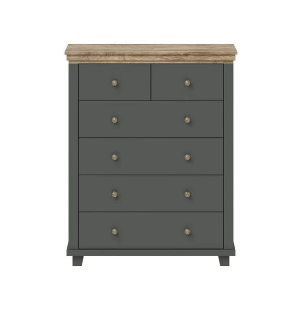 Luscanny Chest of 6 Grey Smooth Wooden Drawer