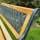 Garden Bench 3 Seater with Hardwood Slats and Cast Iron Legs