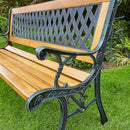 Garden Bench 3 Seater with Hardwood Slats and Cast Iron Legs