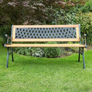 Garden Bench 3 Seater with Hardwood Slats and Cast Iron Legs
