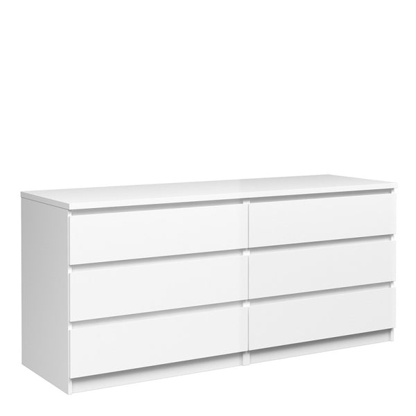 Luscanny Wide Chest of 6 Drawers High Gloss Storage Cabinet Sideboard White