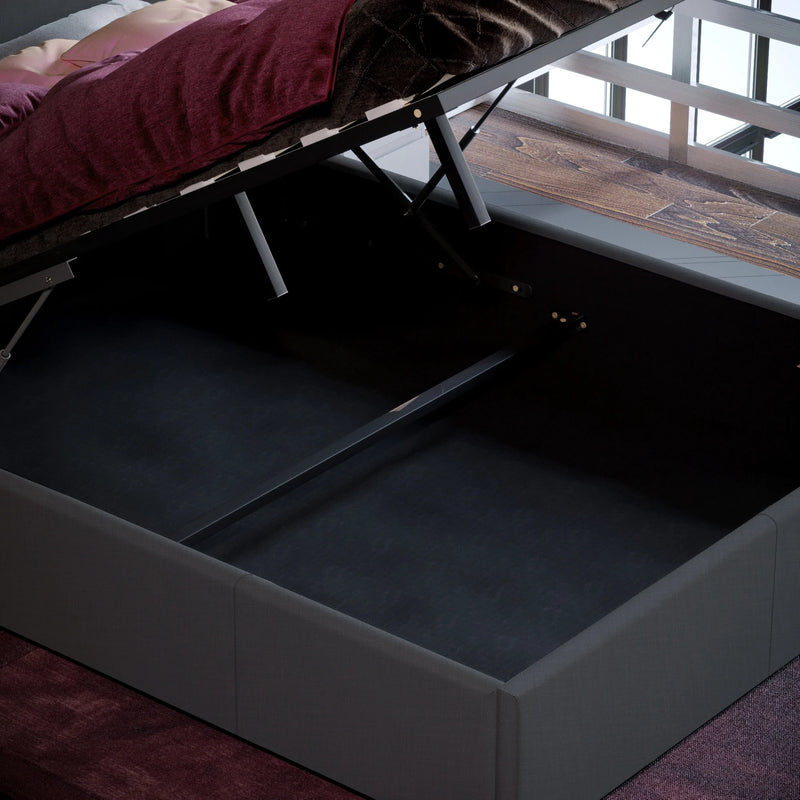 Luscanny Double Dark Grey Ottoman Bed With Large Underbed Storage