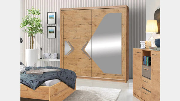 Luscanny Mirror Sliding Door Wardrope 175cm in 4 Colours