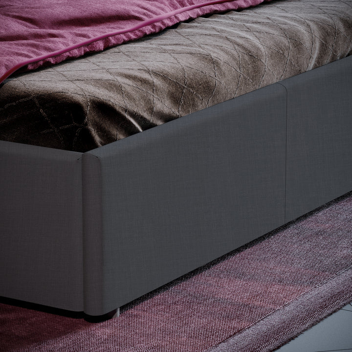Luscanny Double Dark Grey Ottoman Bed With Large Underbed Storage