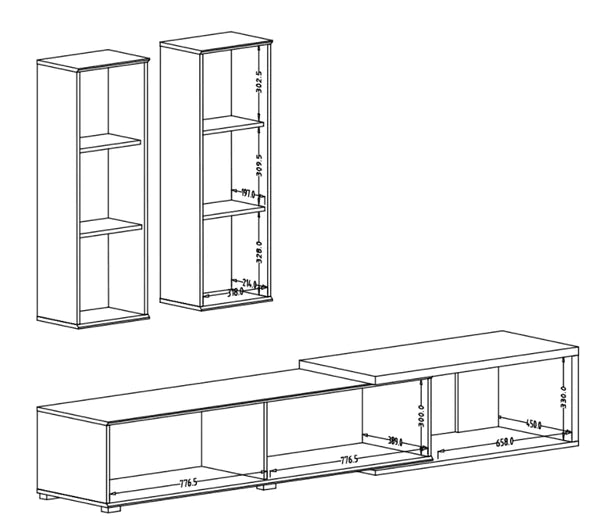 Luscanny Modern Design Living Room TV Stand Display Unit Set