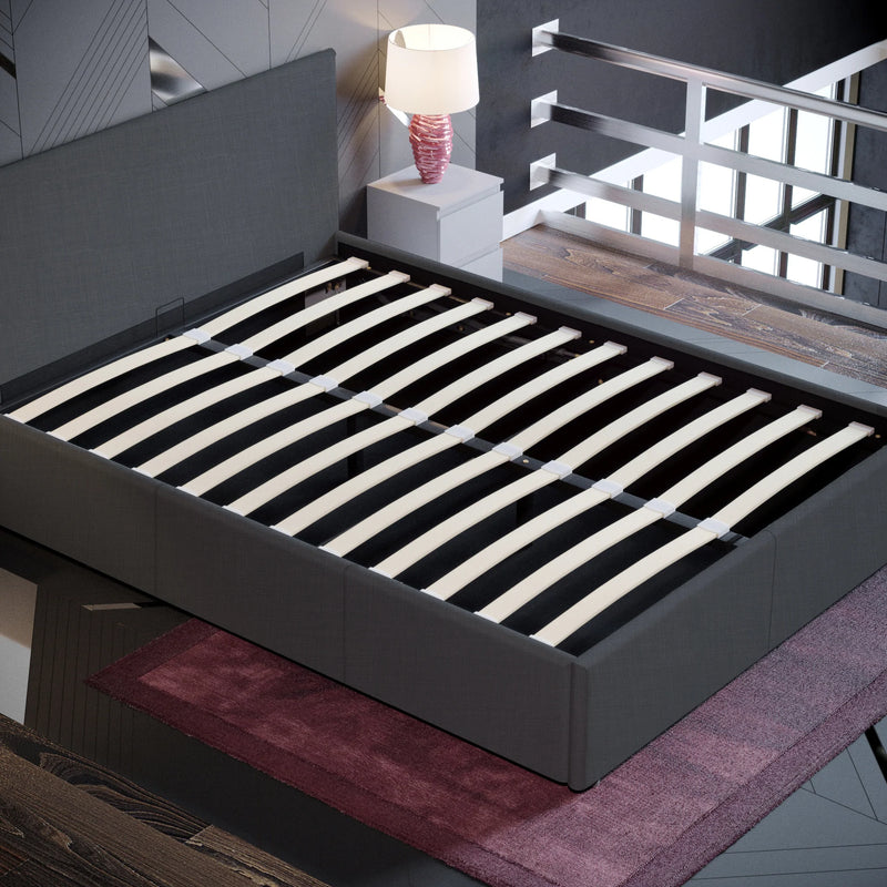 Luscanny Double Dark Grey Ottoman Bed With Large Underbed Storage