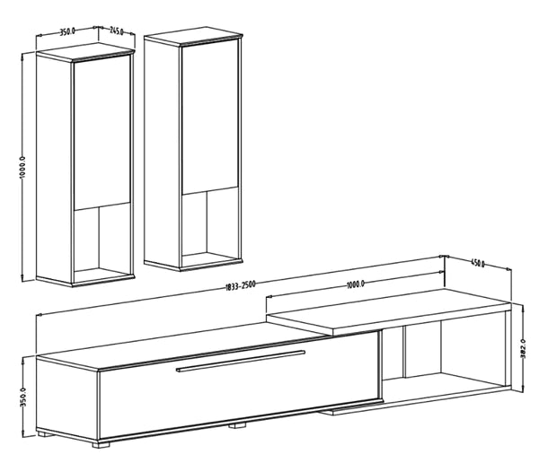 Luscanny Modern Design Living Room TV Stand Display Unit Set