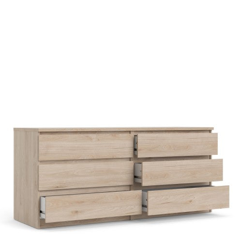Luscanny Wide Chest of 6 Drawers High Gloss Storage Cabinet Sideboard Jackson Hickory Oak
