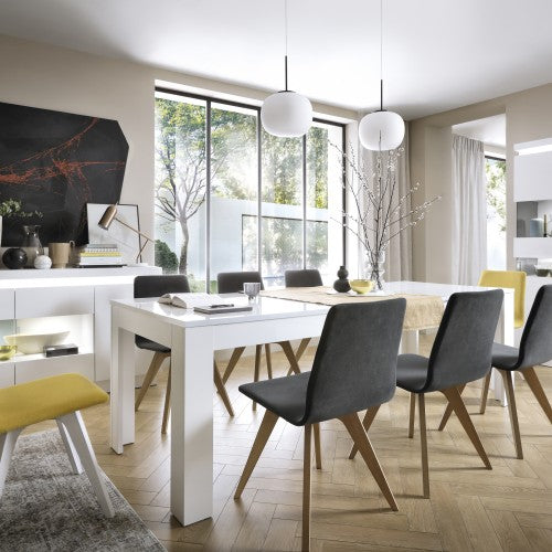 Marvezzi Large extending dining table 160/200 cm in White and High Gloss