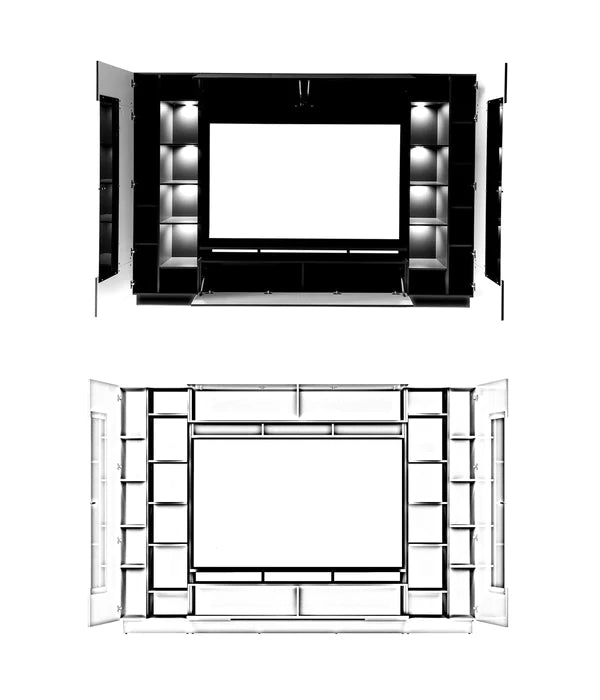 Luscanny Naieta Large LED Wall Entertainment Living Room Set Display Unit