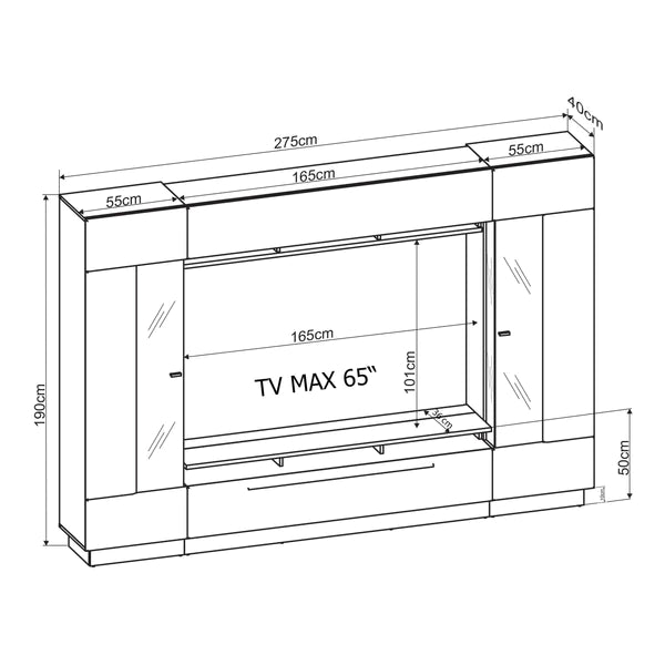 Luscanny Naieta Large LED Wall Entertainment Living Room Set Display Unit