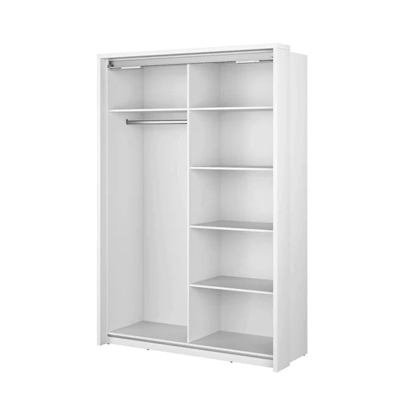 Vezri Polished Majestic wooden Sliding Mirror Wardrobe with Drawers 160cm