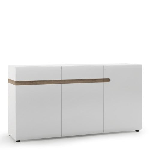Luscanny Trionic Living 2 drawer 3 door sideboard in white with an Truffle Oak Trim
