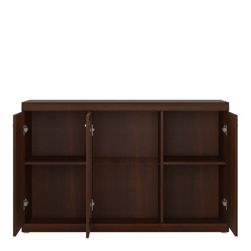Luscanny Imperial 3 Door Glazed Sideboard in Dark Mahogany Melamine