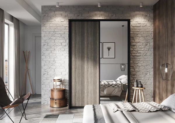 Vezri Polished Majestic wooden Sliding Mirror Wardrobe with Drawers 160cm