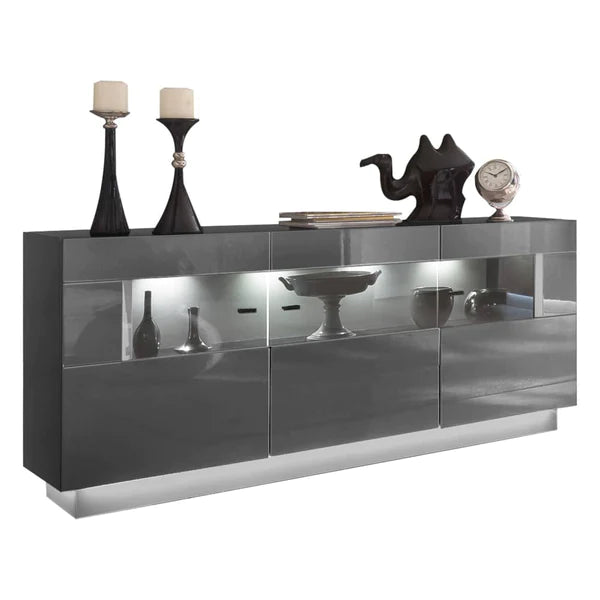 Luscanny Marvozzi High Gloss Display Cabinet Sideboard in Graphite Grey