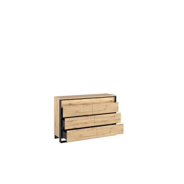 Luscanny Large Chest of 6 Wooden Drawers 130cm