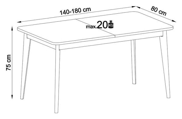 Luscanny Large Nindro Extendtable Dining Table 180cm in 2 Colours