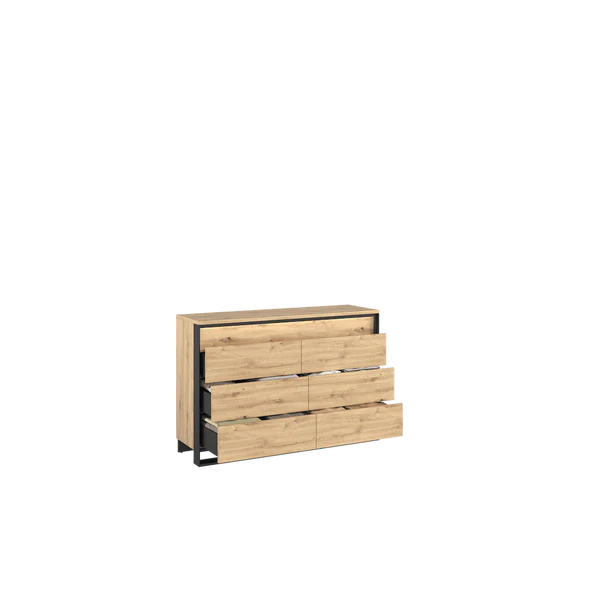 Luscanny Large Chest of 6 Wooden Drawers 130cm
