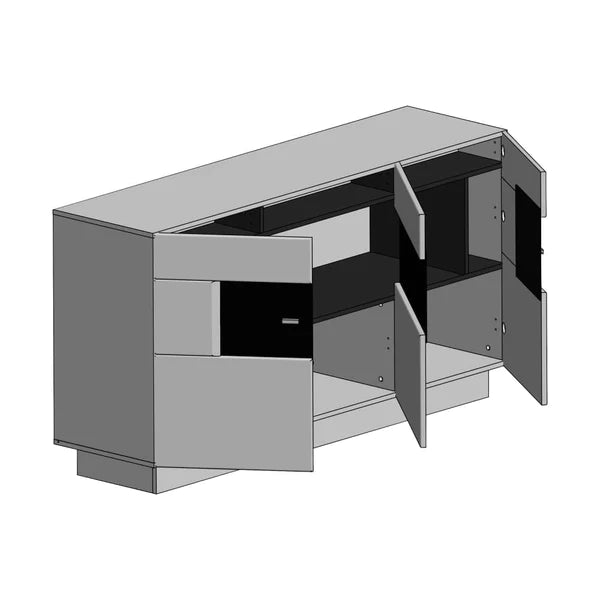 Luscanny Marvozzi High Gloss Display Cabinet Sideboard in Graphite Grey