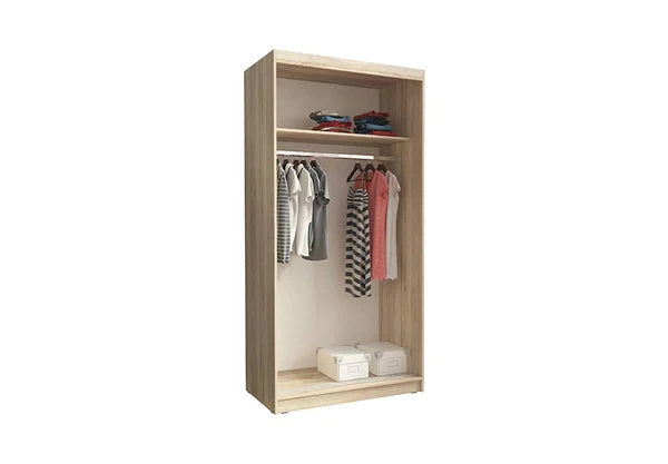 Vezteora Sliding 2 Door Mirror Freestanding Wardrobe with Polished wood in 2 colours