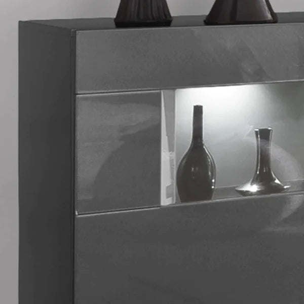 Luscanny Marvozzi High Gloss Display Cabinet Sideboard in Graphite Grey