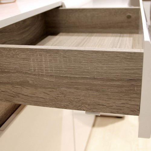 Luscanny Trionic Living 2 drawer 3 door sideboard in white with an Truffle Oak Trim