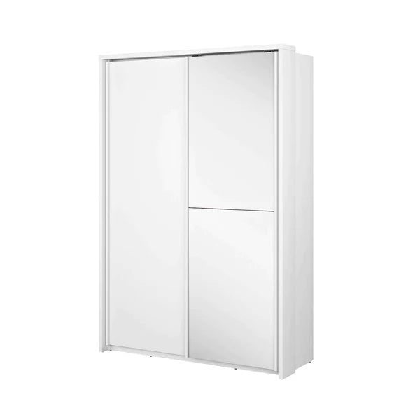 Vezri Polished Majestic wooden Sliding Mirror Wardrobe with Drawers 160cm