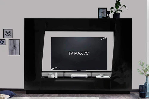 Vescanny Modern High Gloss TV Entertainment Unit with Illuminating LED Lights and Display Cabinets
