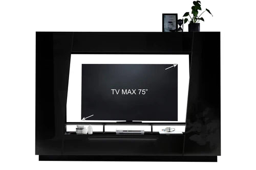 Vescanny Modern High Gloss TV Entertainment Unit with Illuminating LED Lights and Display Cabinets