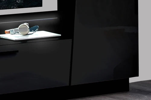 Vescanny Modern High Gloss TV Entertainment Unit with Illuminating LED Lights and Display Cabinets