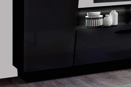 Vescanny Modern High Gloss TV Entertainment Unit with Illuminating LED Lights and Display Cabinets