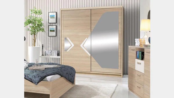 Luscanny Mirrored Sliding Door Wardrope 175cm in 4 Colours