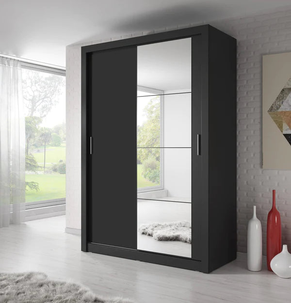 Zinsom Modern Glass Mirror 2 Door Wardrobe in 5 Colours