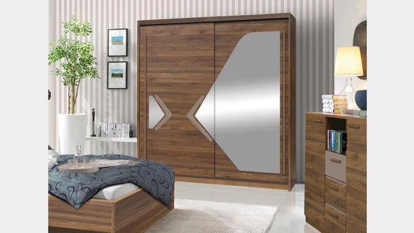 Luscanny Mirrored Sliding Door Wardrope 175cm in 4 Colours