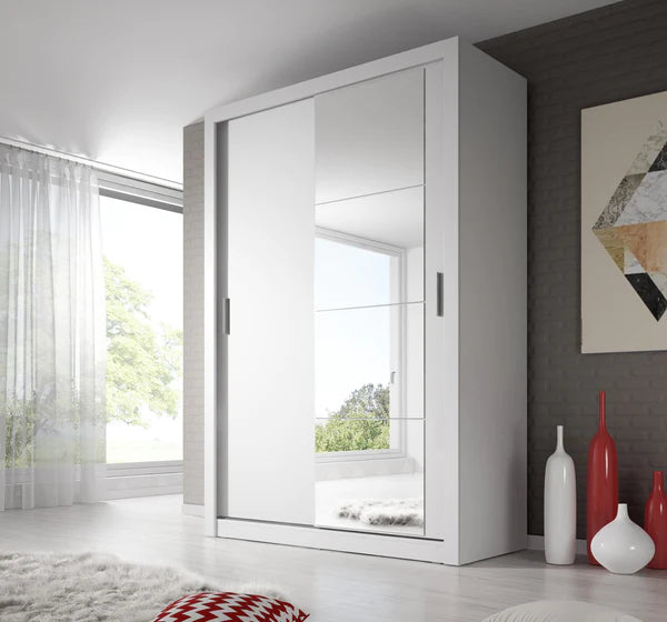 Zinsom Modern Glass Mirror 2 Door Wardrobe in 5 Colours