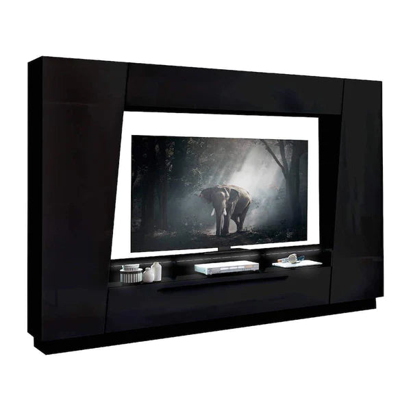 Luscanny Velinz XL Matt Black High Gloss Entertainment Unit TV Stand & Storage Shelf 275cm