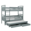 Lavezzy Stylish Wooden Triple Bunk Bed with Underbed Trundle and Convenient Storage Options