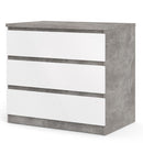 Luscanny 3 Drawers Bedside Cabinet Nightstand Table in Concrete High Gloss Storage Chest