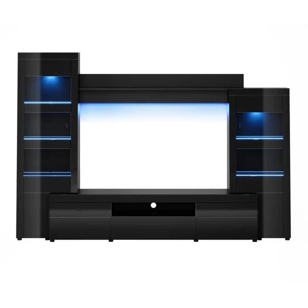 Luscanny Guazellino High Gloss Entertainment Unit with LED Display Unit Black