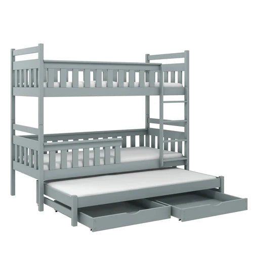 Lavezzy Solid Wood Bunk Bed with Roll-Out Trundle and Ample Storage Space