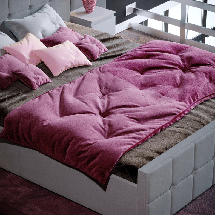 Muvazzi King Size Ottoman Bed in Linen Grey With Large Underbed Storage & Headboard