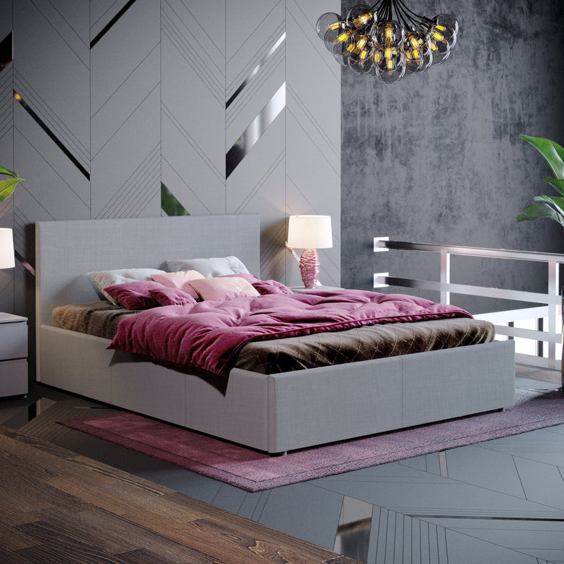 Muvazzi Double Light Grey Ottoman Bed With Large Underbed Storage