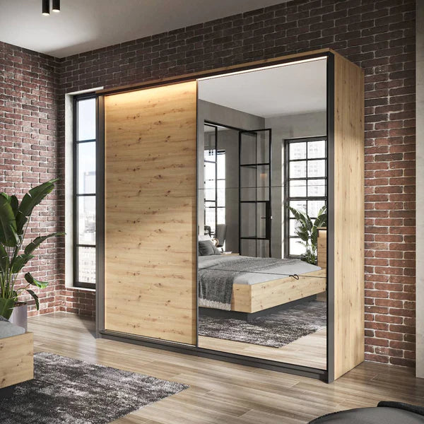 Luscanny Quantumn Mirrored 2 Door Sliding Wardrope 220cm